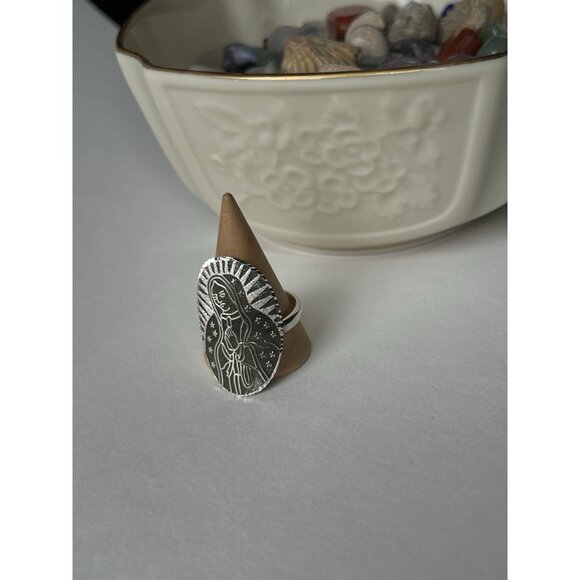 Virgin of Guadalupe Ring 925 Sterling Silver Size 10 Mexican Devotional Jewelry - Picture 9 of 16